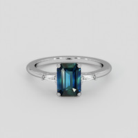 2.12 Ct. Greenish Blue Sapphire Ring, Platinum 950 1