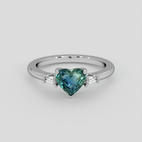 1.53 Ct. Greenish Blue Sapphire Ring, Platinum 950 1