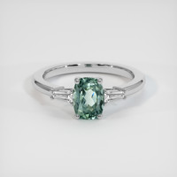 1.24 Ct. Bluish Green Sapphire Ring, Platinum 950 1