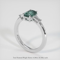 1.24 Ct. Bluish Green Sapphire Ring, Platinum 950 2