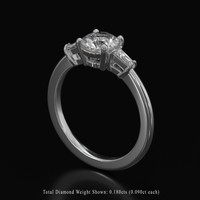 1.55 Ct. White Sapphire Ring, Platinum 950 2