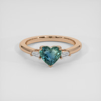 1.53 Ct. Greenish Blue Sapphire Ring, 14K Rose Gold 1