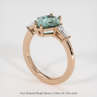 2.44 Ct. Greenish Blue Sapphire Ring, 18K Rose Gold 2