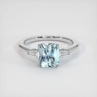 1.75 Ct. Greenish Blue Aquamarine Ring, 10K White Gold 1