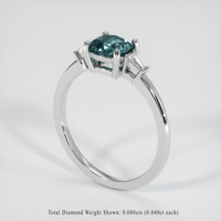 0.99 Ct. Greenish Blue Sapphire Ring, 10K White Gold 2