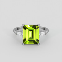 4.86 Ct. Yellowish Green Peridot Ring, 14K White Gold 1