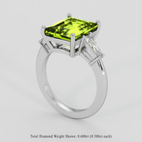 4.86 Ct. Yellowish Green Peridot Ring, 14K White Gold 2