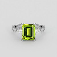 3.21 Ct. Yellowish Green Peridot Ring, 14K White Gold 1