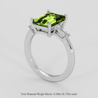 3.21 Ct. Yellowish Green Peridot Ring, 14K White Gold 2