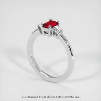 0.63 Ct. Ruby Ring, 14K White Gold 2