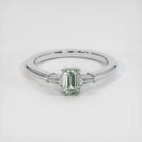 0.76 Ct. Green Sapphire Ring, 14K White Gold 1