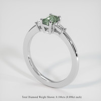 0.76 Ct. Green Sapphire Ring, 14K White Gold 2