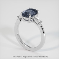 3.53 Ct. Greyish Blue Sapphire Ring, 14K White Gold 2