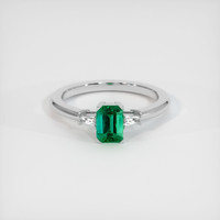 0.98 Ct. Emerald Ring, 18K White Gold 1