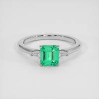 1.00 Ct. Emerald Ring, 18K White Gold 1