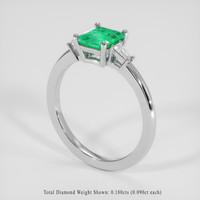 1.00 Ct. Emerald Ring, 18K White Gold 2
