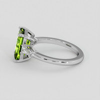 3.21 Ct. Yellowish Green Peridot Ring, 18K White Gold 4