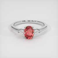 1.04 Ct. Padparadscha Sapphire Ring, 18K White Gold 1