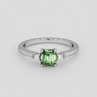 0.85 Ct. Green Sapphire Ring, 18K White Gold 1