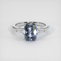 3.53 Ct. Greyish Blue Sapphire Ring, 18K White Gold 1