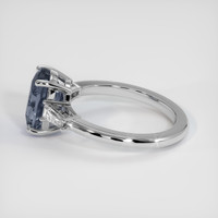 3.53 Ct. Greyish Blue Sapphire Ring, 18K White Gold 4