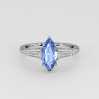 1.36 Ct. Blue Sapphire Ring, 18K White Gold 1