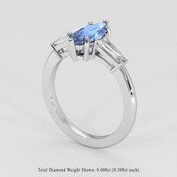 1.36 Ct. Blue Sapphire Ring, 18K White Gold 2