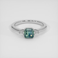 2.08 Ct. Bluish Green Sapphire Ring, 18K White Gold 1