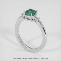 2.08 Ct. Bluish Green Sapphire Ring, 18K White Gold 2