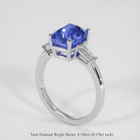 3.83 Ct. Blue Sapphire Ring, 18K White Gold 2