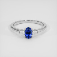 0.70 Ct. Blue Sapphire Ring, 18K White Gold 1