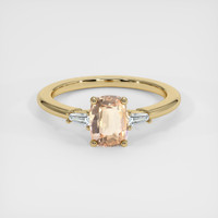 1.11 Ct. Peach Sapphire Ring, 10K Yellow Gold 1