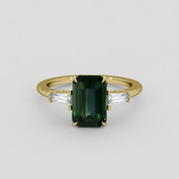 2.99 Ct. Bluish Green Sapphire Ring, 10K Yellow Gold 1