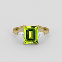 3.21 Ct. Yellowish Green Peridot Ring, 14K Yellow Gold 1