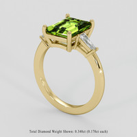 3.21 Ct. Yellowish Green Peridot Ring, 14K Yellow Gold 2