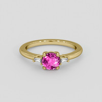 0.92 Ct. Pink Sapphire Ring, 14K Yellow Gold 1