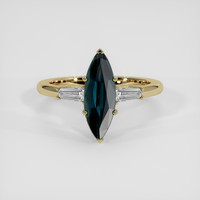 3.60 Ct. Greenish Blue Sapphire Ring, 14K Yellow Gold 1