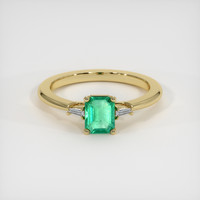 0.68 Ct. Emerald Ring, 18K Yellow Gold 1