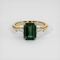 3.41 Ct. Bluish Green Sapphire Ring, 18K Yellow Gold 1