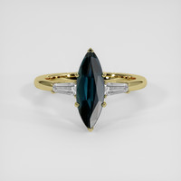 3.60 Ct. Greenish Blue Sapphire Ring, 18K Yellow Gold 1