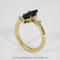 3.60 Ct. Greenish Blue Sapphire Ring, 18K Yellow Gold 2