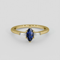 0.79 Ct. Blue Sapphire Ring, 18K Yellow Gold 1