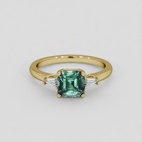1.61 Ct. Bluish Green Sapphire Ring, 18K Yellow Gold 1