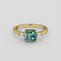 2.08 Ct. Bluish Green Sapphire Ring, 18K Yellow Gold 1
