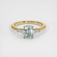 1.78 Ct. Bluish Green Sapphire Ring, 18K Yellow Gold 1