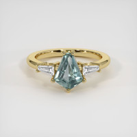 1.81 Ct. Greenish Blue Sapphire Ring, 18K Yellow Gold 1