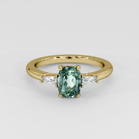 1.24 Ct. Bluish Green Sapphire Ring, 18K Yellow Gold 1