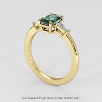 1.24 Ct. Bluish Green Sapphire Ring, 18K Yellow Gold 2