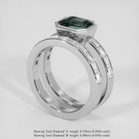 2.08 Ct. Bluish Green Sapphire Ring, 10K White Gold 2