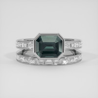 2.08 Ct. Bluish Green Sapphire Ring, 14K White Gold 1